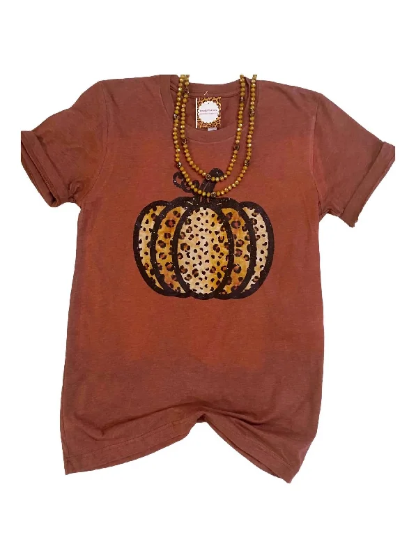 Women's Leopard Pumpkin Tee In Maroon