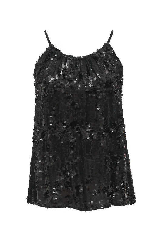 Women's Lexi Sequin Halter Top In Black