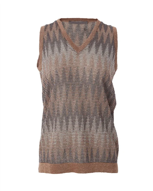 Women's Long V Neck Tank Top In Copper