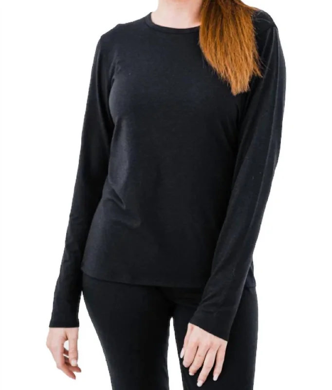 Women's Micro Fleece Crewneck Shirt In Black