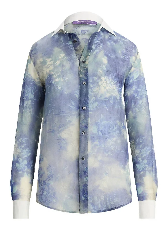 Women's Nancie Floral Silk Gazaar Shirt In Blue