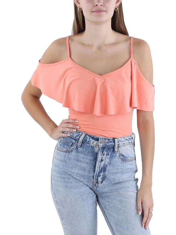 Womens Off-The-Shoulder Solid Bodysuit