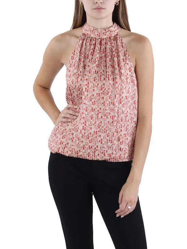 Womens Printed Banded Bottom Halter Top