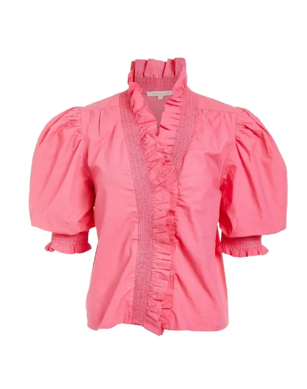 Women's Puff Sleeve Zuri Top In Pink Carnation