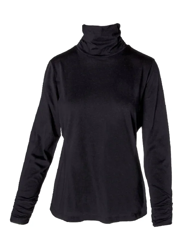 Women's Ruched Turtleneck Top In Black