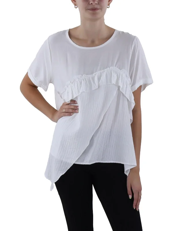 Womens Ruffled Asymmetric Blouse