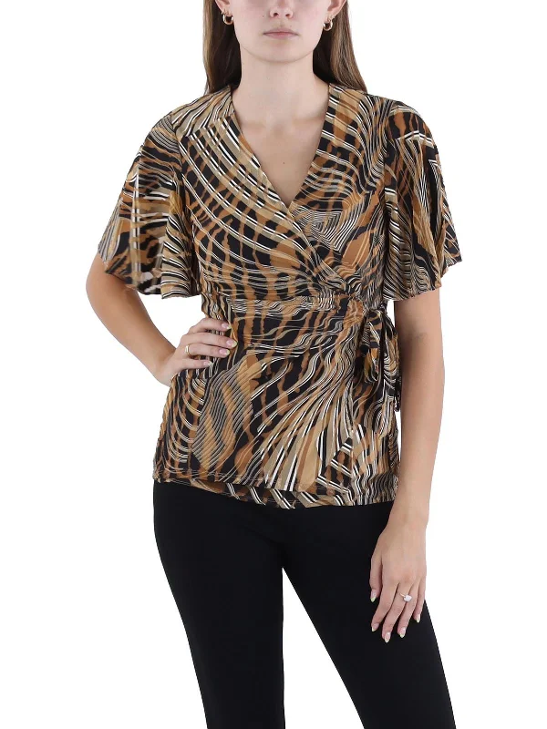 Womens Shell Tie Front Wrap Top