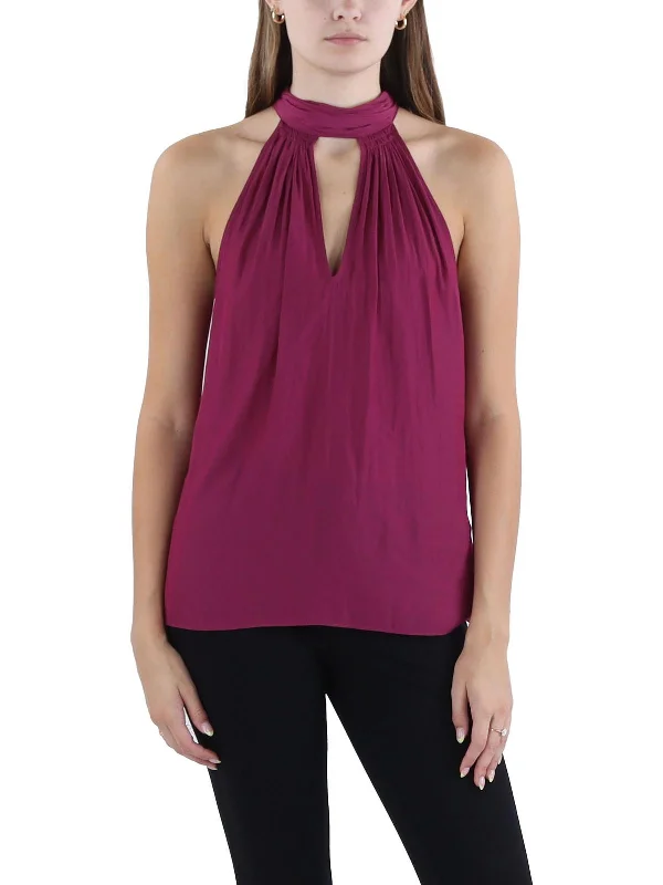 Womens Tie Neck Sleeveless Halter Top