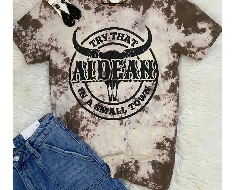 Women's Try That In A Small Town Aldean Tee In Heather Brown