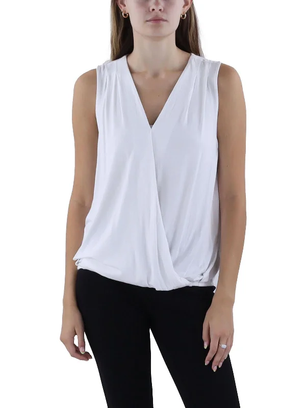 Womens V Neck Drape Knot Shell