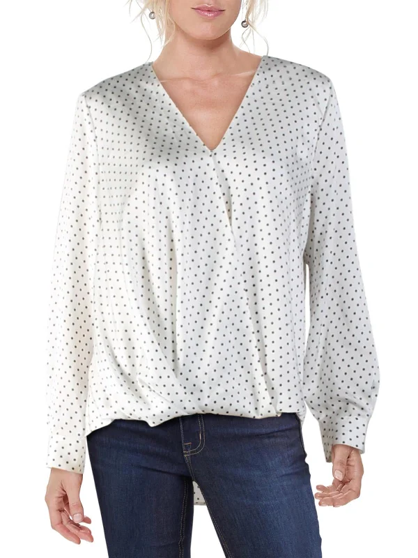 Womens V-Neck Polka Dot Blouse