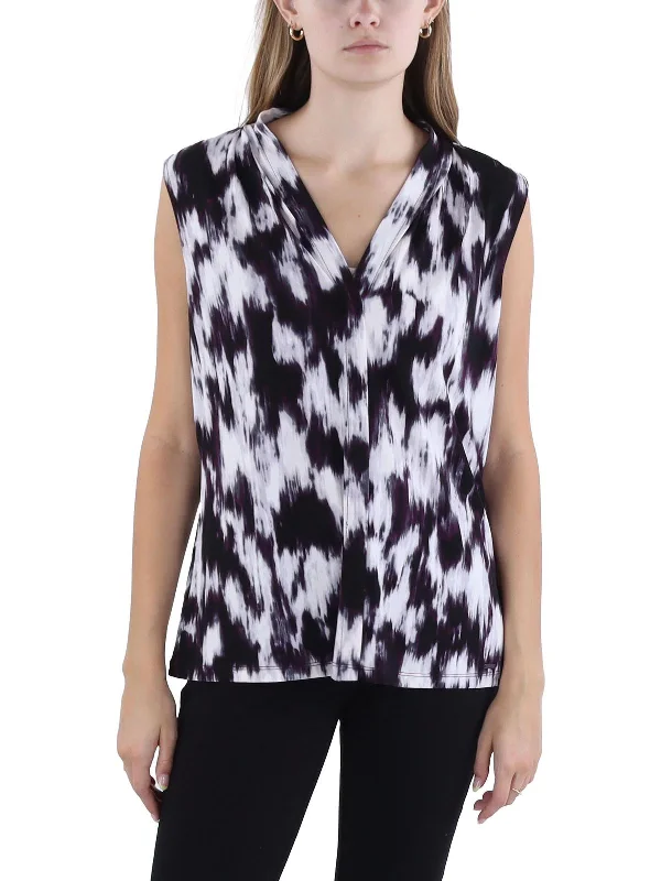 Womens V-Neck Sleeveless Pullover Top