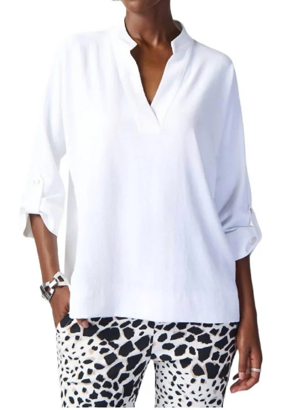 Woven Boxy Top With Dolman Sleeves In Vanilla