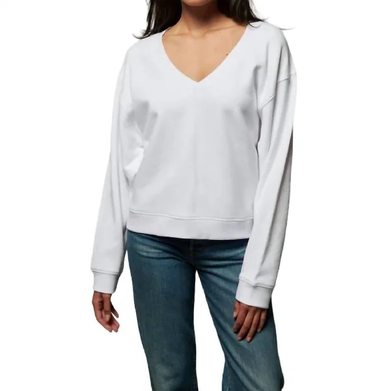 Wyatt Oversized V-Neck Top In White