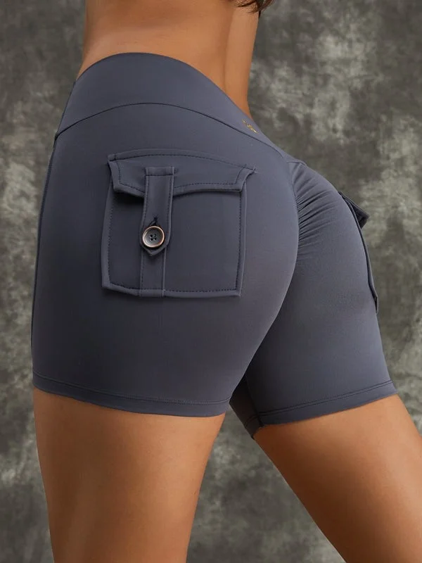 ZASUWA Female Scrunch Bum High Waist Pocket Spandex Gym Booty Shorts