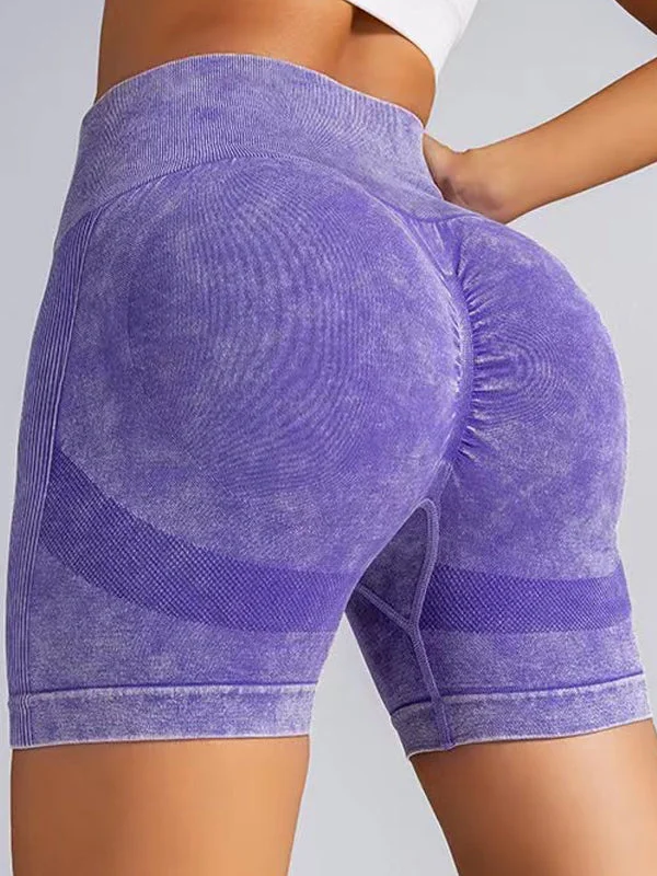 ZASUWA Female Faux Denim Scrunch Bum Hip-lift Spandex Gym Booty Shorts